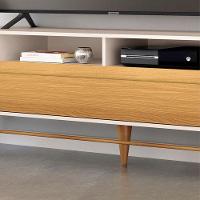 Rack Bancada Para Sala época Off White Cinamomo - Hb Móveis - 3