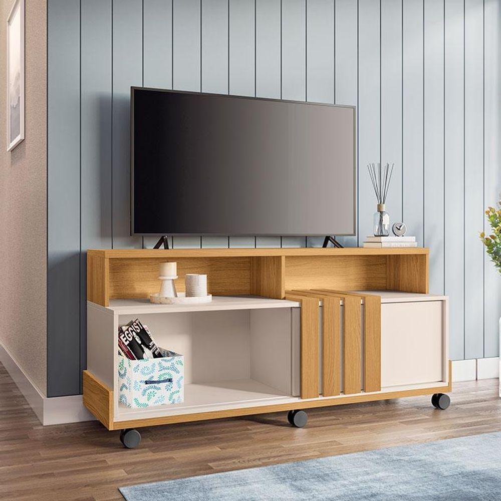 Rack Bancada Para Sala Graci 1.36 Cinamomo Off White - Hb Móveis - 6