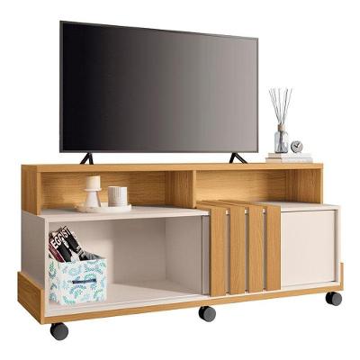 Rack Bancada Para Sala Graci 1.36 Cinamomo Off White - Hb Móveis