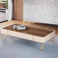 Mesa De Centro Decorativa Rennes Pés De Aço Mdp/mdf Off White/castanho G26 - Gran Belo - 1