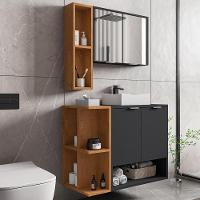 Gabinete Para Banheiro Com Cuba E Espelho Siesta B02 Preto Fosco Naturalle - Lyam Decor - 2