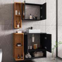 Gabinete Para Banheiro Com Cuba E Espelho Siesta B02 Preto Fosco Naturalle - Lyam Decor - 3