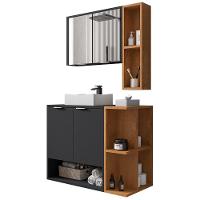 Gabinete Para Banheiro Com Cuba E Espelho Siesta B02 Preto Fosco Naturalle - Lyam Decor - 6