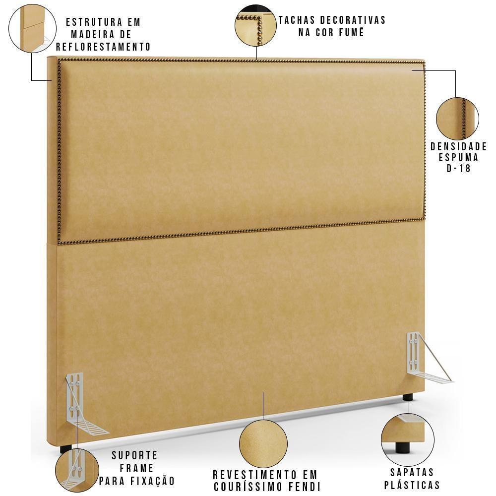 Cabeceira Box Casal Com Tachas 160 Cm Vicenza L02 Couríssimo Casco Fendi - Lyam Decor  - 4