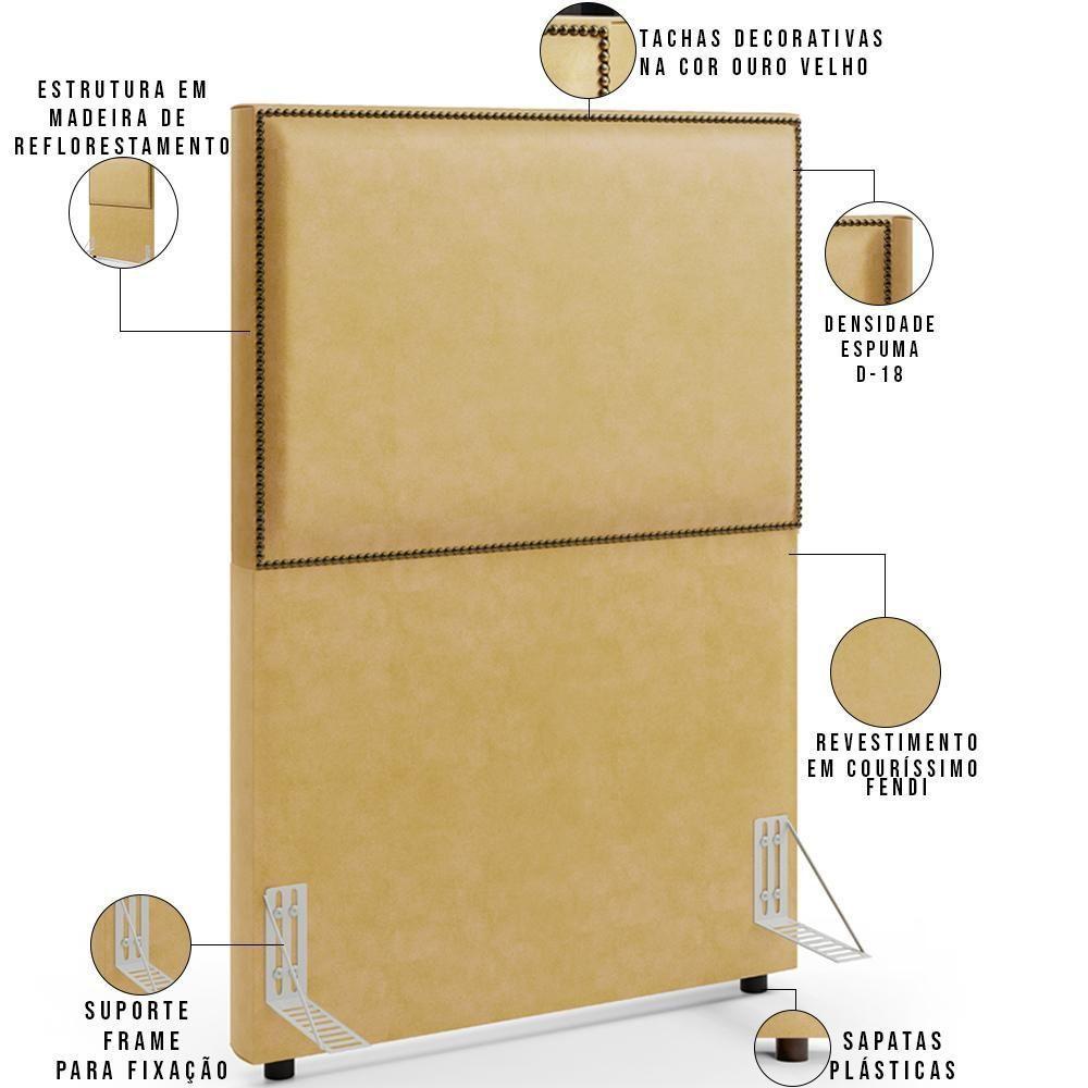 Cabeceira Box Solteiro Com Tachas 100 Cm Vicenza L02 Couríssimo Casco Fendi - Lyam Decor  - 4