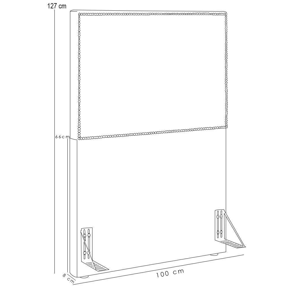 Cabeceira Box Solteiro Com Tachas 100 Cm Vicenza L02 Couríssimo Casco Fendi - Lyam Decor  - 5