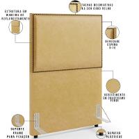 Cabeceira Box Solteiro Com Tachas 100 Cm Vicenza L02 Couríssimo Casco Fendi - Lyam Decor 