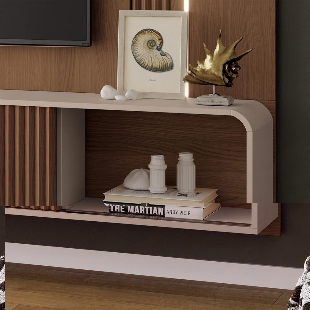 Home Suspenso Decorativo Rennes Mdf/mdp C/led Para Tv Até 85 Polegadas Castanho/off White G26 - Gran Belo - 5