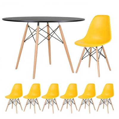 Kit - Mesa Eames 120 Cm Preto + 6 Cadeiras Eames Dsw Amarelo Mesa Preto Com Cadeiras Amarelo