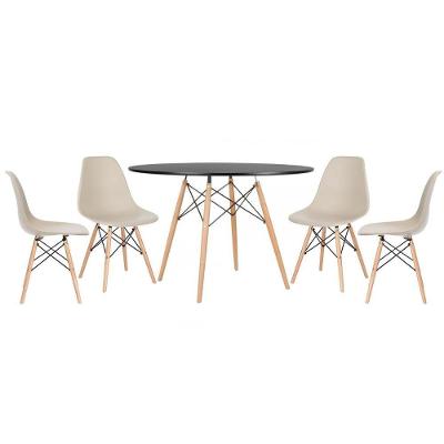 Kit - Mesa Eames 120 Cm Preto + 4 Cadeiras Eames Dsw Nude Mesa Preto Com Cadeiras Nude