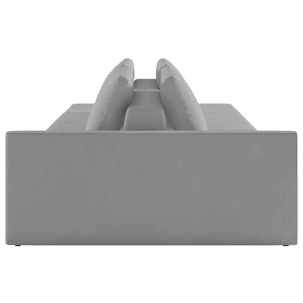 Sofá Ilha Modular Com Puff Para Sala Living 312cm Georgia K04 Veludo Cinza - Mpozenato - 6