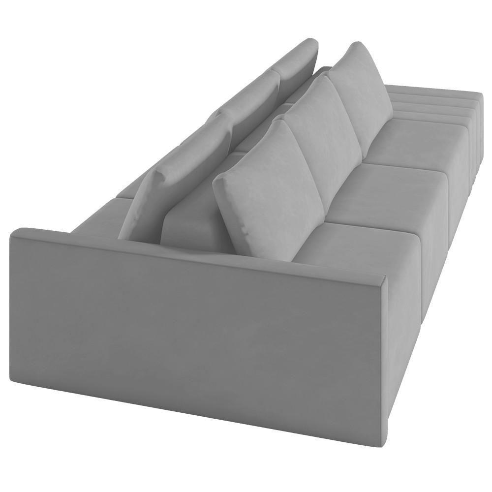 Sofá Ilha Modular Com Puff Para Sala Living 312cm Georgia K04 Veludo Cinza - Mpozenato - 8