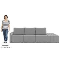 Sofá Ilha Modular Com Puff Para Sala Living 312cm Georgia K04 Veludo Cinza - Mpozenato - 5