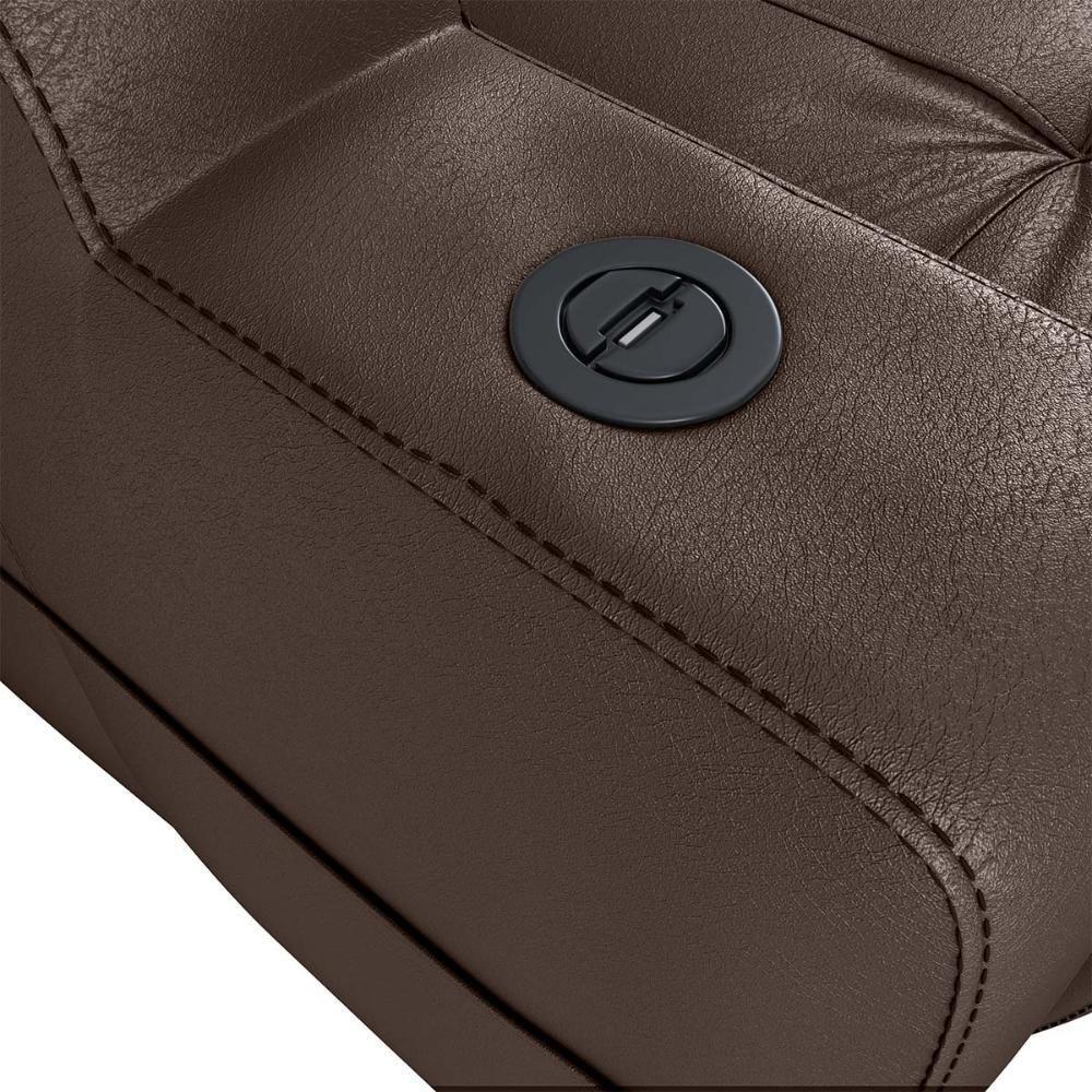 Poltrona Reclinável Do Papai Automática Com Usb E Porta Copos Cherokee Matrix Sintetico Marrom - 2