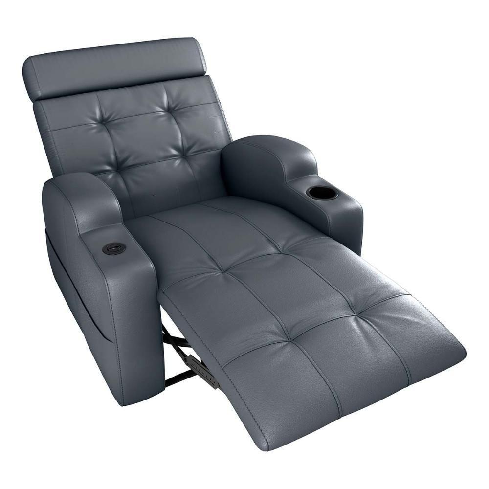 Poltrona Reclinável Do Papai Automática Com Usb E Porta Copos Cherokee Matrix Sintetico Cinza - 5