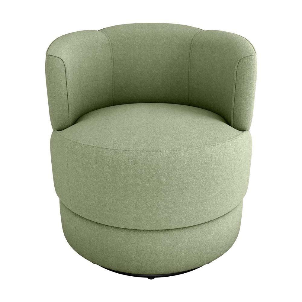 Poltrona Decorativa Giratória Base De Ferro Marselha Matrix Boucle Oliva - 2