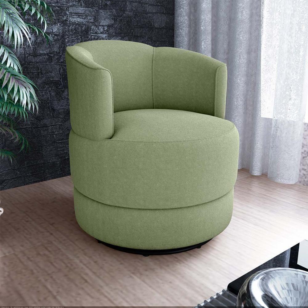 Poltrona Decorativa Giratória Base De Ferro Marselha Matrix Boucle Oliva - 4