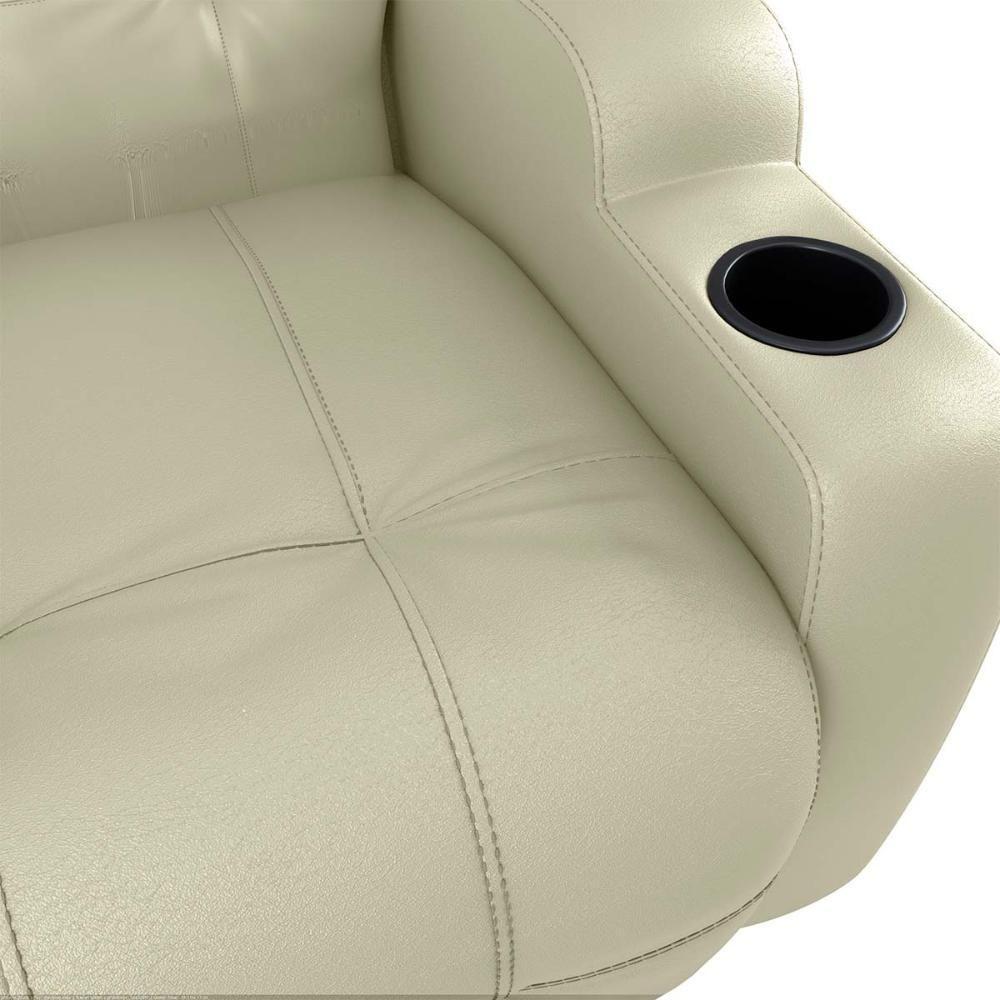 Poltrona Reclinável Do Papai Automática Com Usb E Porta Copos Cherokee Matrix Sintetico Bege - 4