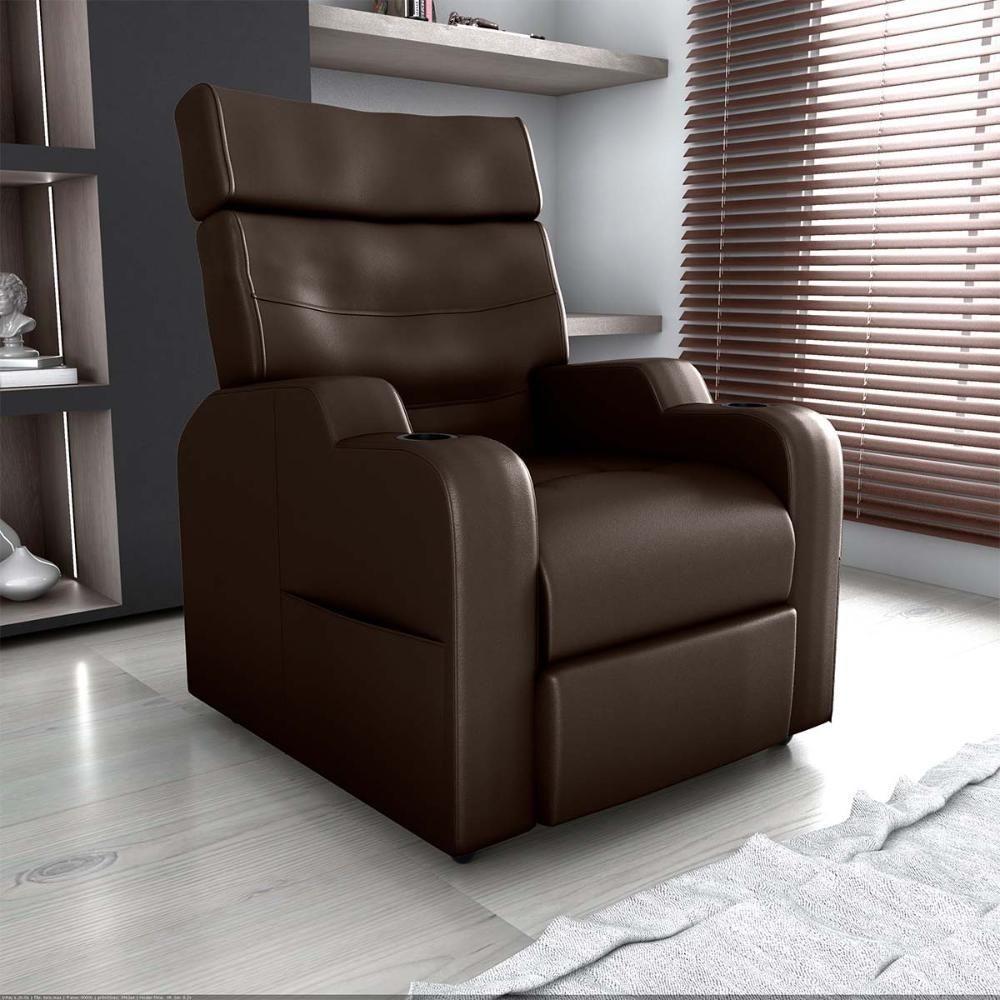 Poltrona Reclinável Do Papai Com Porta Copos Porta Controle Toro Matrix Sintetico Marrom - 6