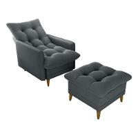 Poltrona De Amamentação Com Puff Montreal Matrix Suede Cinza - 2