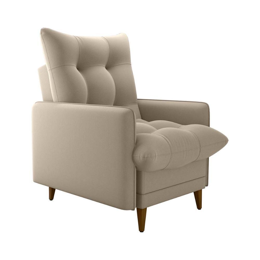 Poltrona De Amamentação Com Puff Montreal Matrix Suede Bege - 4