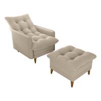 Poltrona De Amamentação Com Puff Montreal Matrix Suede Bege - 2