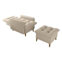 Poltrona De Amamentação Com Puff Montreal Matrix Suede Bege - 3