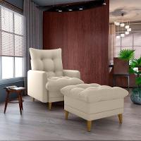 Poltrona De Amamentação Com Puff Montreal Matrix Suede Bege - 8