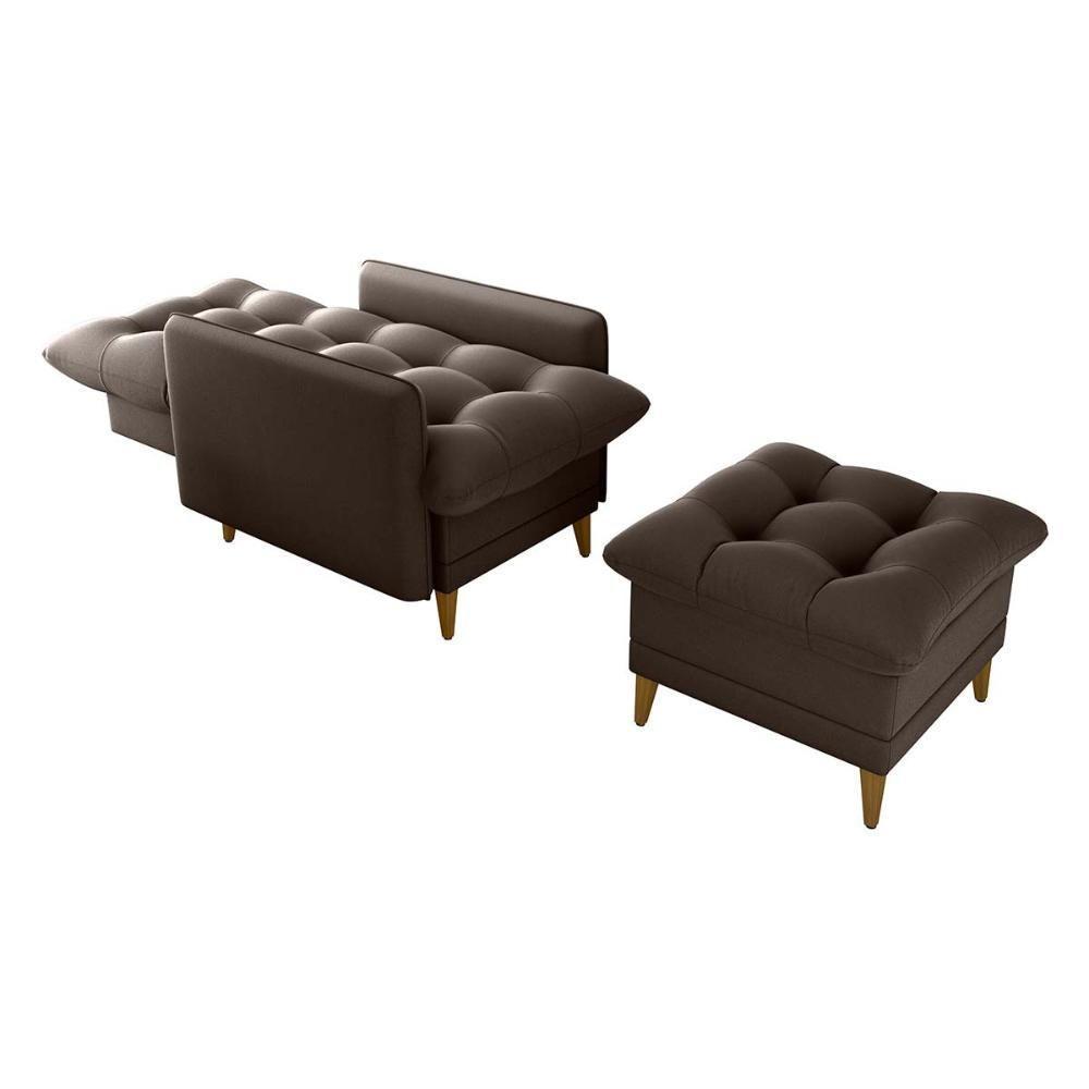 Poltrona De Amamentação Com Puff Montreal Matrix Suede Marrom - 3