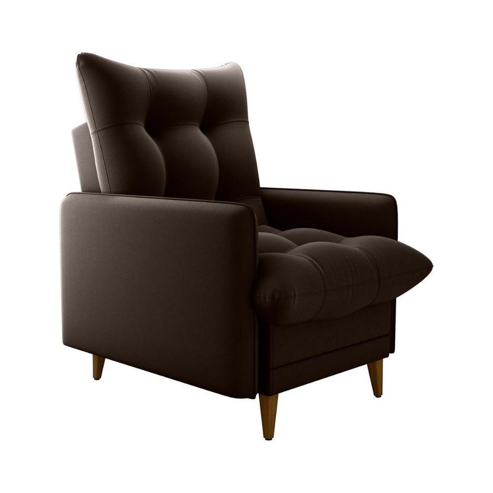 Poltrona De Amamentação Com Puff Montreal Matrix Suede Marrom - 4