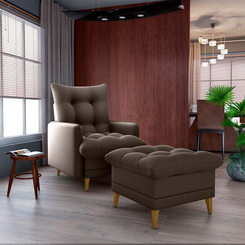 Poltrona De Amamentação Com Puff Montreal Matrix Suede Marrom - 8