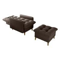 Poltrona De Amamentação Com Puff Montreal Matrix Suede Marrom - 3