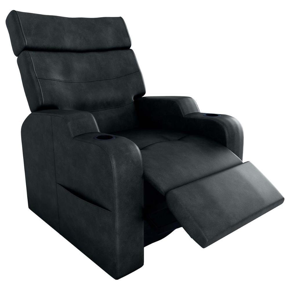 Poltrona Reclinável Do Papai Com Porta Copos Porta Controle Toro Matrix Sintetico Rustico Preto - 2