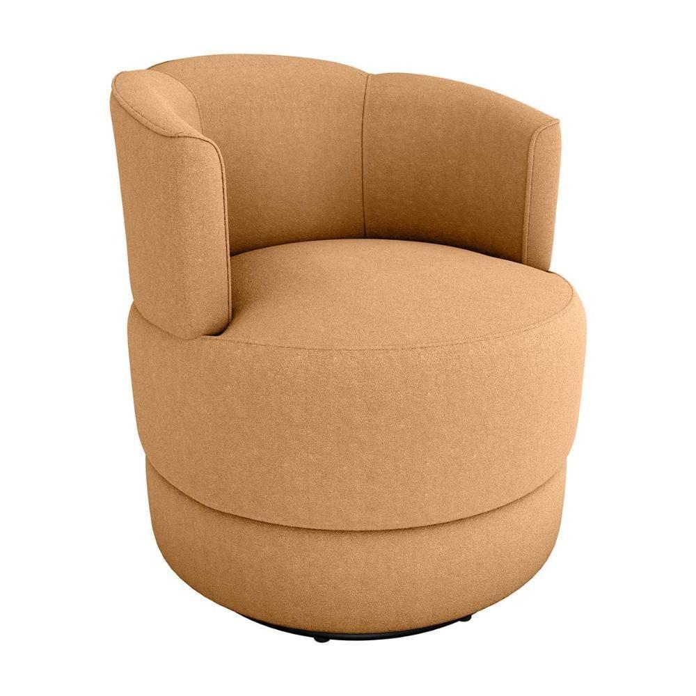 Poltrona Decorativa Giratória Base De Ferro Marselha Matrix Boucle Mostarda - 1