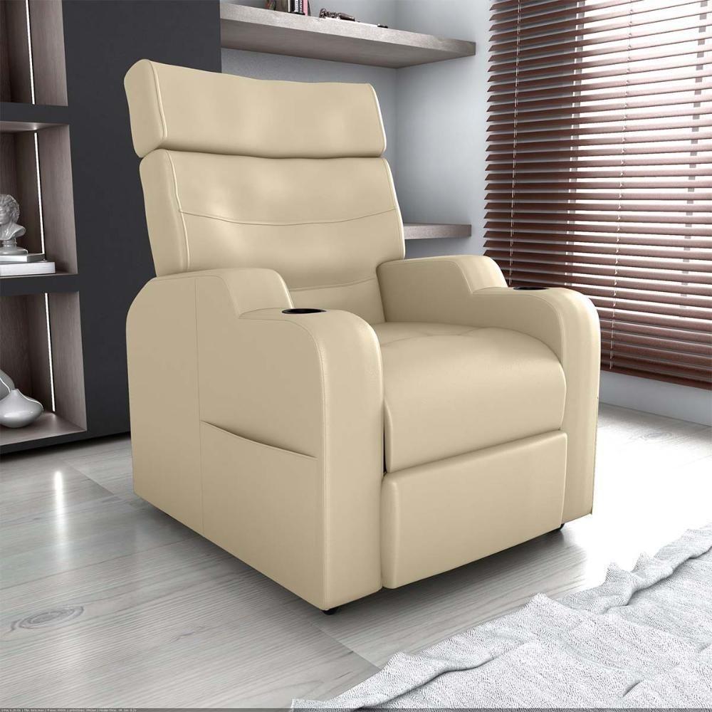 Poltrona Reclinável Do Papai Com Porta Copos Porta Controle Toro Matrix Sintetico Bege - 6