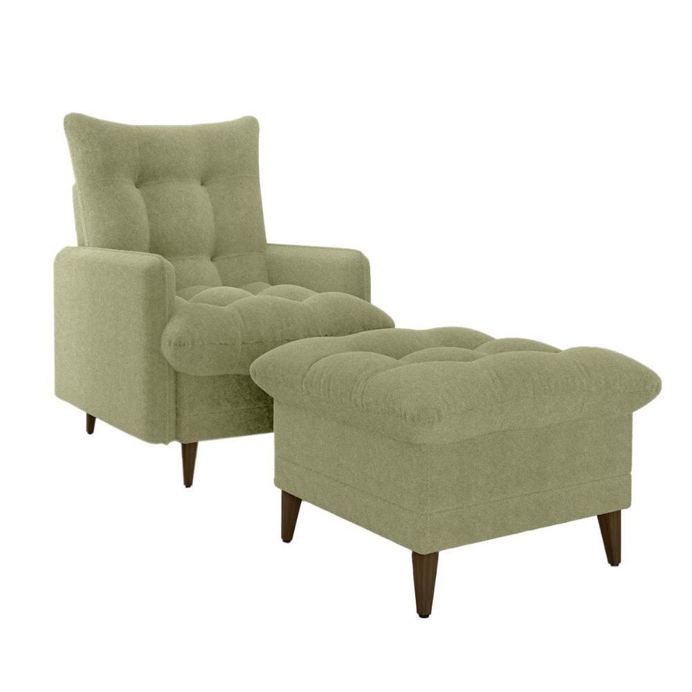 Poltrona De Amamentação Com Puff Montreal Matrix Boucle Oliva - 1