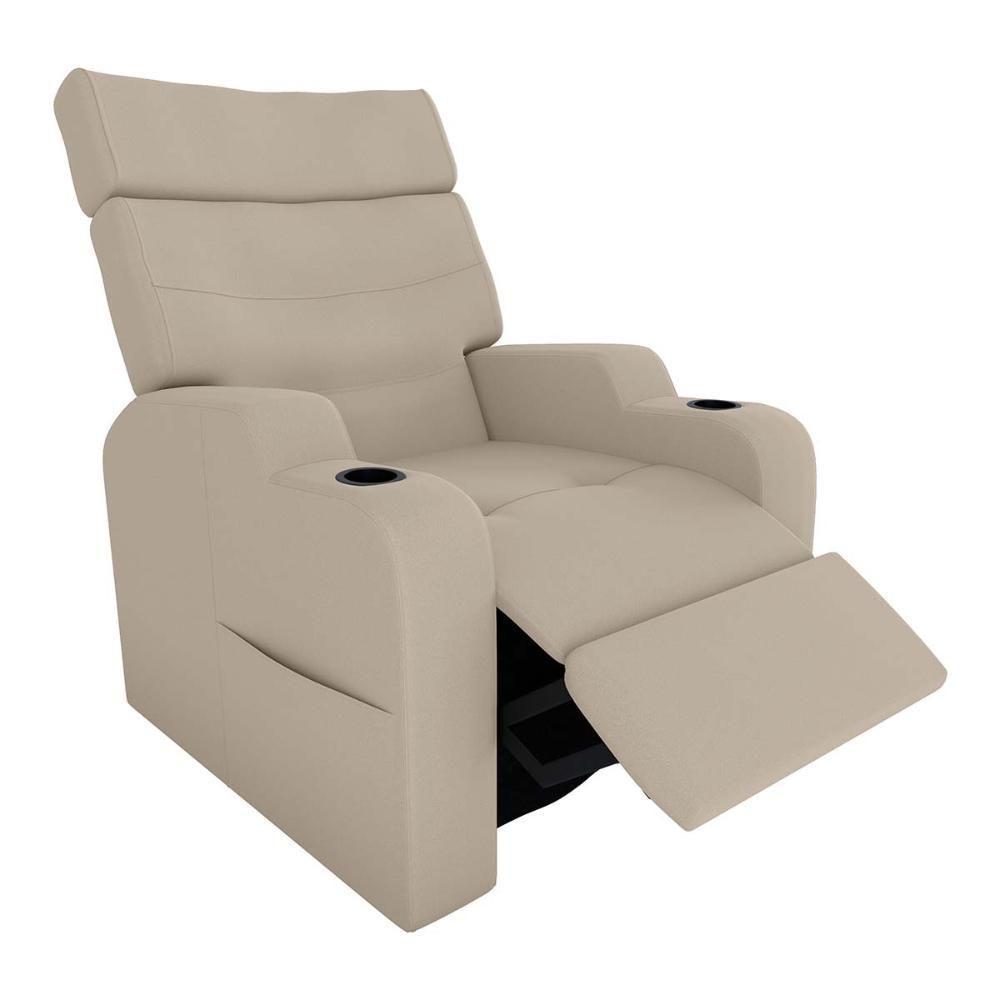 Poltrona Reclinável Do Papai Com Porta Copos Porta Controle Toro Matrix Veludo Capuccino - 2