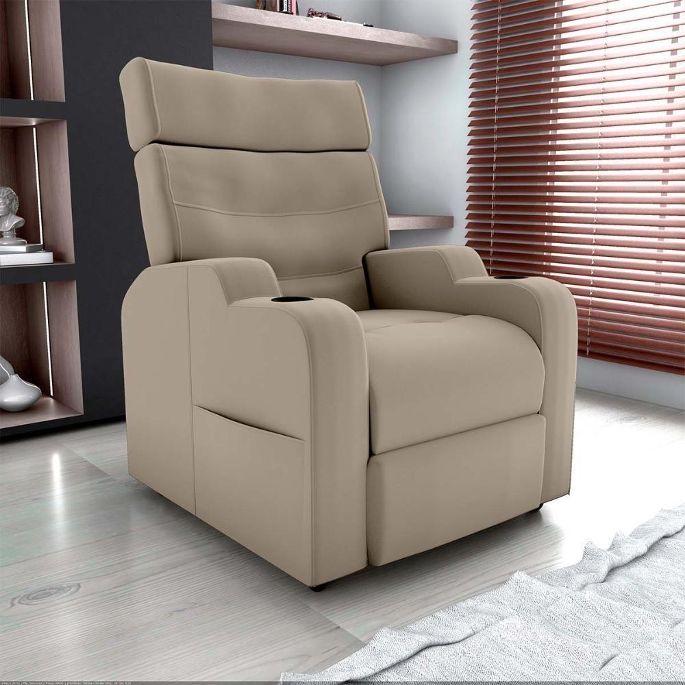 Poltrona Reclinável Do Papai Com Porta Copos Porta Controle Toro Matrix Veludo Capuccino - 6