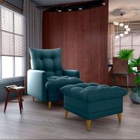 Poltrona De Amamentação Com Puff Montreal Matrix Suede Petróleo - 8