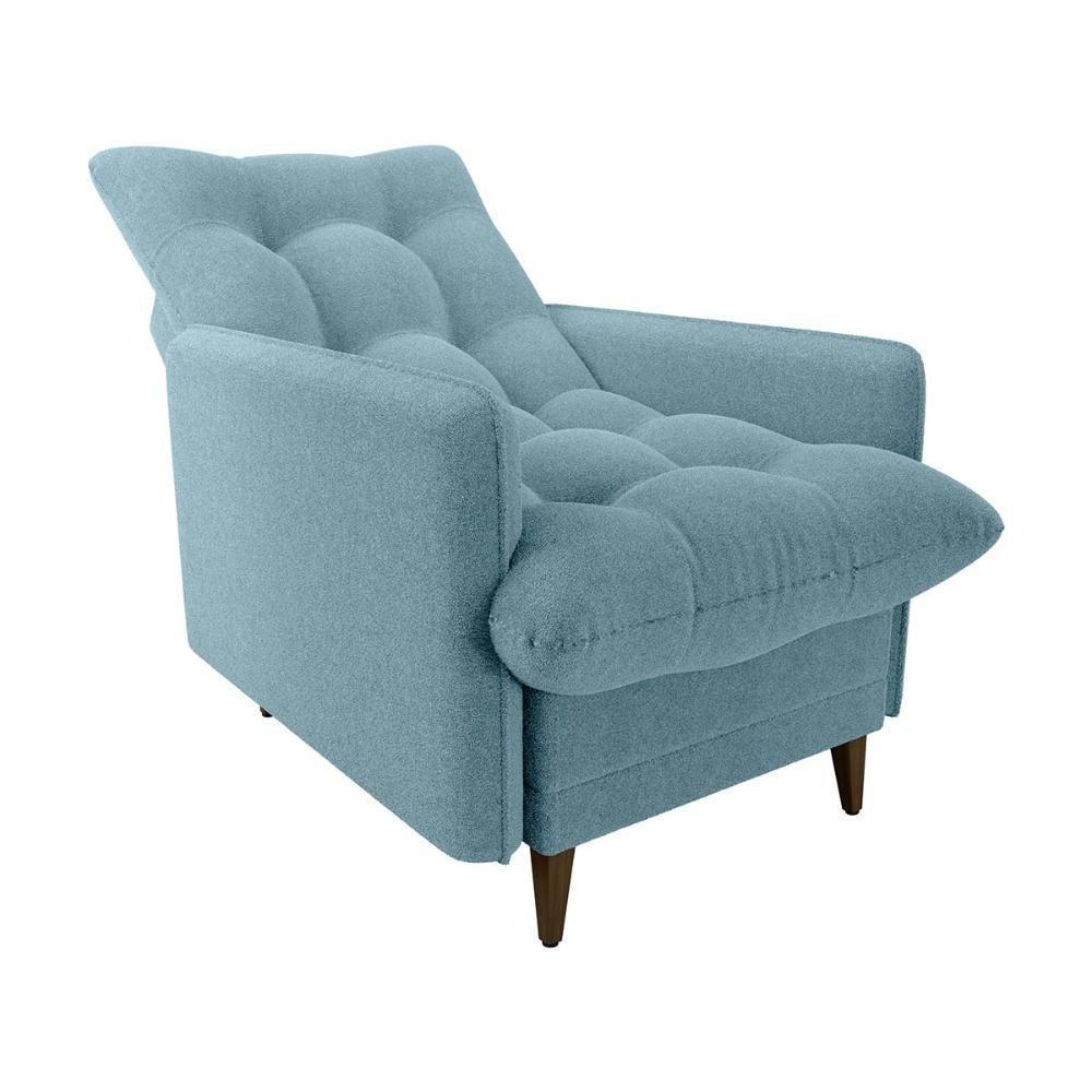 Poltrona De Amamentação Com Puff Montreal Matrix Boucle Azul - 3