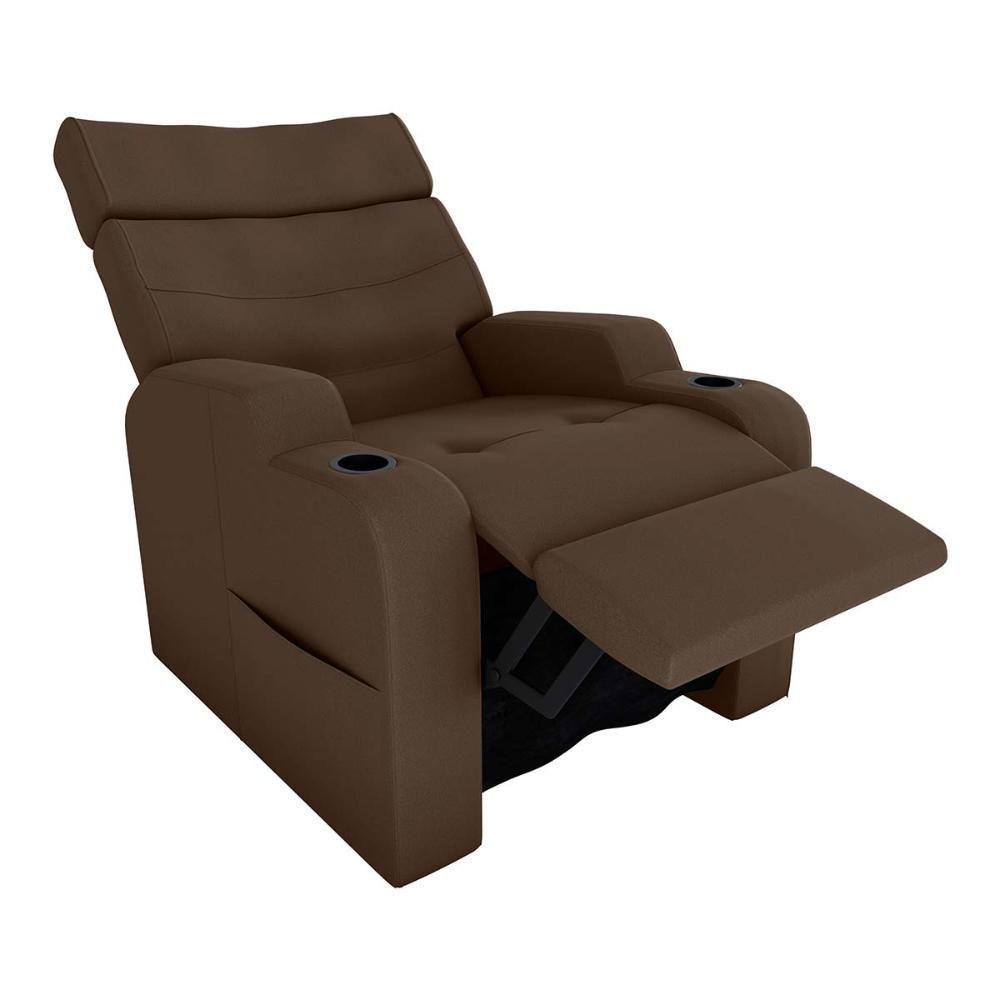 Poltrona Reclinável Do Papai Com Porta Copos Porta Controle Toro Matrix Veludo Marrom - 3