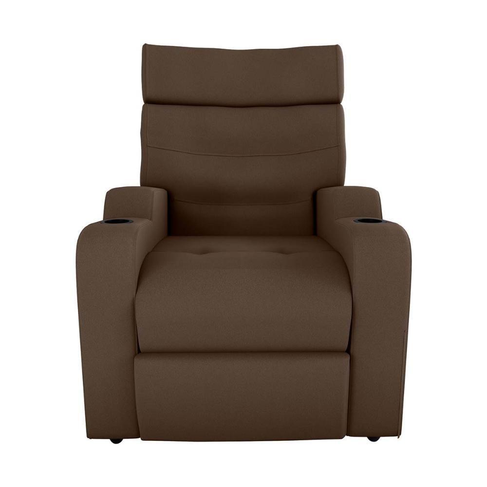 Poltrona Reclinável Do Papai Com Porta Copos Porta Controle Toro Matrix Veludo Marrom - 4