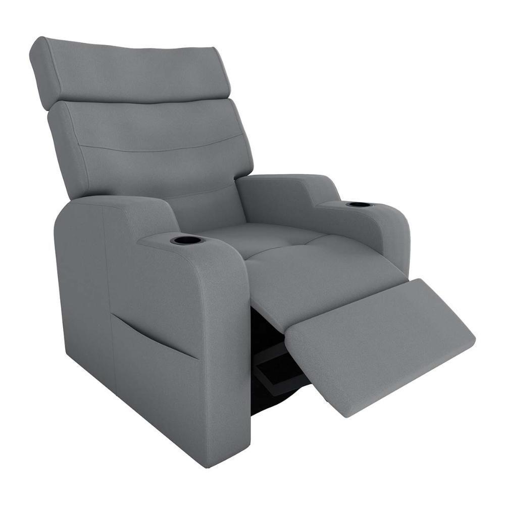Poltrona Reclinável Do Papai Com Porta Copos Porta Controle Toro Matrix Veludo Cinza - 3
