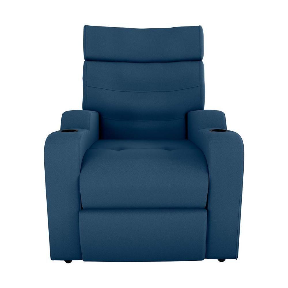 Poltrona Reclinável Do Papai Com Porta Copos Porta Controle Toro Matrix Veludo Azul - 6