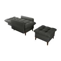 Poltrona De Amamentação Com Puff Montreal Matrix Linho Chumbo - 3