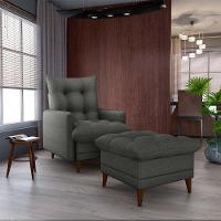 Poltrona De Amamentação Com Puff Montreal Matrix Linho Chumbo - 9