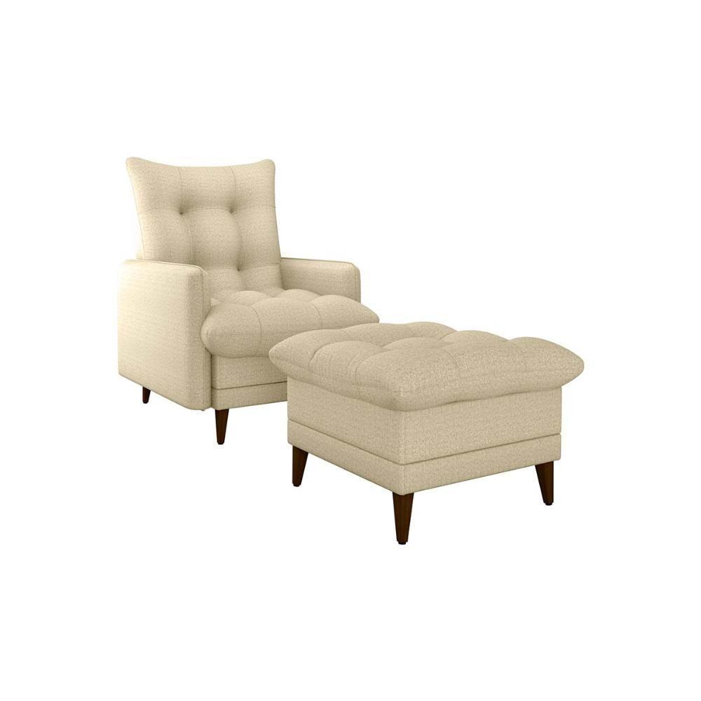 Poltrona De Amamentação Com Puff Montreal Matrix Linho Bege - 1