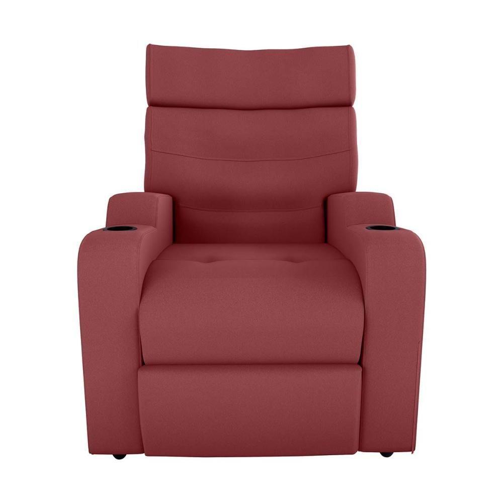 Poltrona Reclinável Do Papai Com Porta Copos Porta Controle Toro Matrix Veludo Vermelho - 4