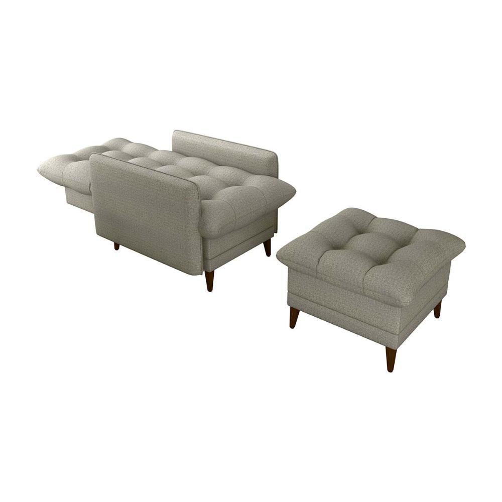 Poltrona De Amamentação Com Puff Montreal Matrix Linho Millenium - 3