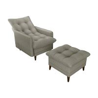 Poltrona De Amamentação Com Puff Montreal Matrix Linho Millenium - 2